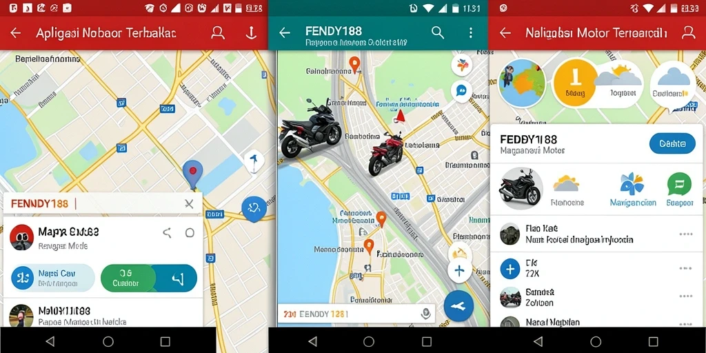 Tampilan antarmuka FENDY188 yang sederhana dan informatif untuk Navigasi Motor.