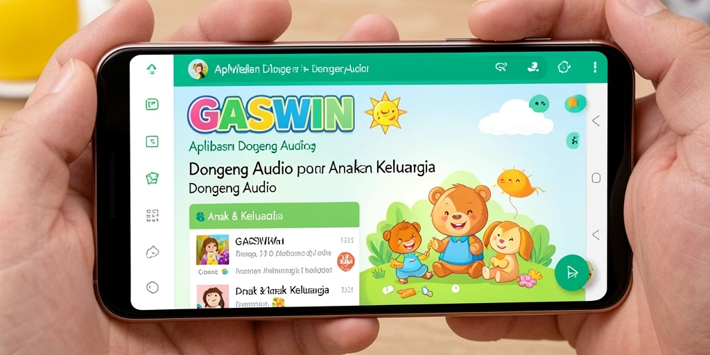 Tampilan antarmuka GASWIN dengan pilihan dongeng audio.