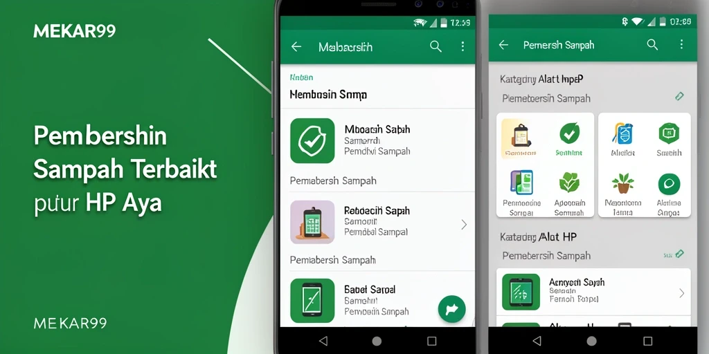 Antarmuka aplikasi MEKAR99 yang sederhana dan efektif untuk pembersihan sampah.
