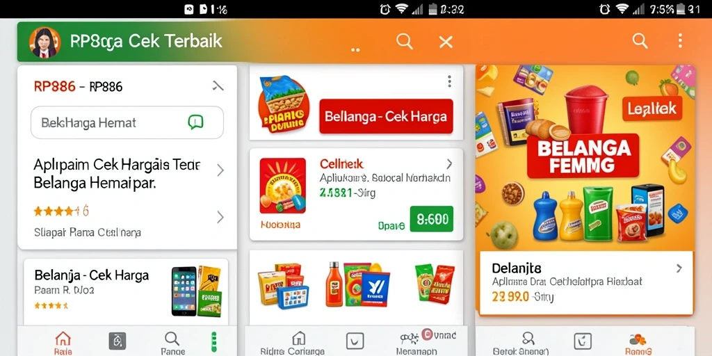 Tampilan antarmuka pengguna RP886 saat mencari harga produk.